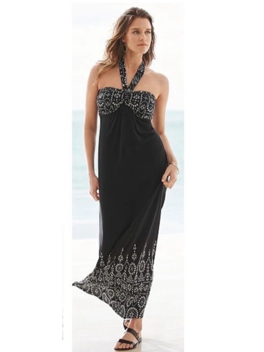 Soma Black Halter Strapless Maxi Dress Vacation Beach Summer NWT